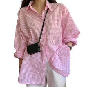 Casual Stylish Summer Women's Shirts 100% Organic Cotton Loose Shirts Customize Design Full Sleeves Shirt - Product Image 1