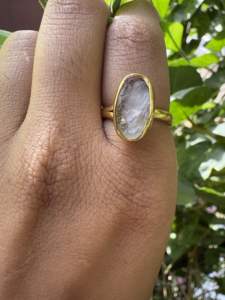 Plata de Ley 925 con banda de piedras preciosas de cuarzo rosa, ajuste decorativo, joyería Bohemia artesanal - Product Image 3