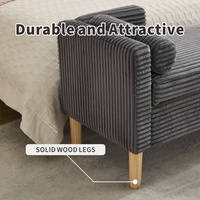 Banc de rangement moderne en velours côtelé avec 2 coussins, ottoman capitonné pour le pied de lit, siège rembourré pour chambre à coucher ou fenêtre d'appartement