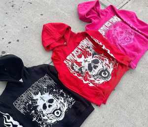 ชุดวอร์มและมีฮู้ดสำหรับผู้ชายผ้าฝ้ายแบบสตรีทแวร์ผ้าคอตตอน GSM 500แนววินเทจตามสั่ง - Product Image 1