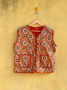 Gilet matelassé en coton fait main, veste de style bohème, 100% coton, style bohème, veste double boutonnage pour femmes - Product Image 2
