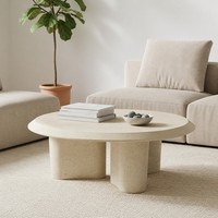Table basse en micro-ciment, table ronde de salon, style moderne minimaliste, mobilier pour hall d'entrée, café, restaurant