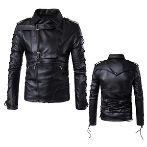Chaqueta de Cuero Genuino para Hombre, Estilo Motero, Piel de Vacuno Real, con Logotipo Personalizado, Abrigo de Invierno, Tallas Grandes, Resistente al Viento, con Cierre, Venta al Por Mayor - Product Image 1