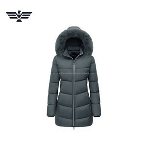 Veste bouffante tissée respirante pour femmes capuche en fourrure épaisse automne chaud polyester lourd remplissage coque en Nylon couleur personnalisée - Product Image 3