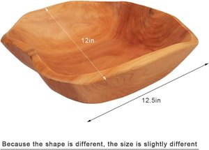 Grand bol en bois créatif fait à la main en bois sculpté bols à fruits bols en bois pour décor clé snack stockage (12 "-14") - Product Image 5