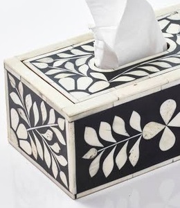 Boîte de porte-mouchoirs en incrustation d'os décorative de qualité supérieure avec un design floral détaillé pour la décoration intérieure, la table à manger et le cadeau - Product Image 3