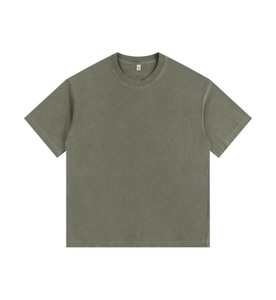 T-shirt unisexe oversize 260gsm en coton lourd lavé avec logo personnalisé et design T-shirt longueur courte pour hommes - Product Image 3