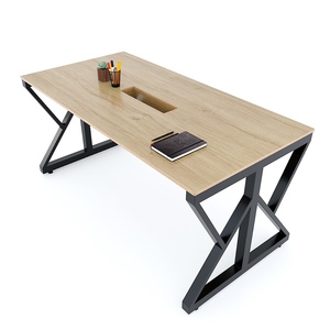 Kconcept HBKC041 160x80cm Industrial Modern Style Plywood Conference <b>Table</b> with Iron Legs for <b>Office</b> or Hotel Use - Product Image 1