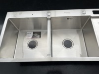 Évier de cuisine double cuve encastré en acier inoxydable 304 de haute qualité, fait main, 820x450x215mm, avec siphon, carré, Vietnam
