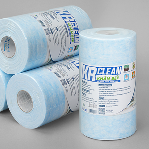 Krclean ผ้าขนหนูห้องครัวแบบใช้แล้วทิ้งสีฟ้า100 1ชั้นต่อม้วน20x20ซม. ทำความสะอาดที่มีประสิทธิภาพสำหรับพื้นผิวห้องครัว - Product Image 2