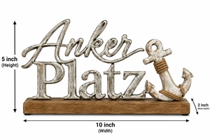 Letrero Decorativo de Madera y Metal con Ancla, Decoración Náutica para Mesa, Adorno de Escritorio, Decoración Marítima para el Hogar, Artesanía, Adorno de Mesa Plateado Personalizado - Product Image 4