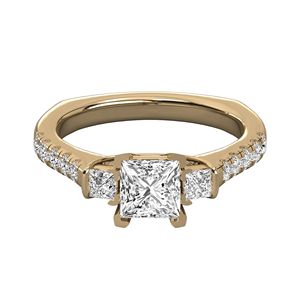 แหวนหมั้นหิน3ชิ้นประดับเพชรและเจ้าหญิงทรงกลม - Product Image 1