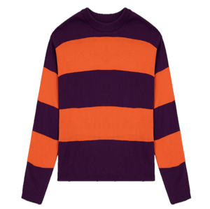 Fabricant de vêtements Pull rayé de haute qualité Mode printemps-hiver Coton lourd en molleton Tricoté à la main Sweat-shirt pour femmes - Product Image 5