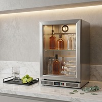 Réfrigérateur de présentation compact en acier inoxydable avec porte vitrée pour cuisine marine extérieure, idéal pour la bière, les boissons et les fruits