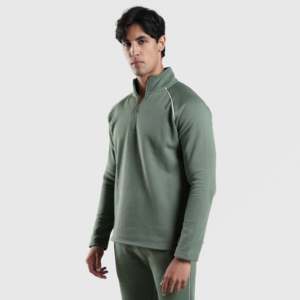 Sweat-shirt en tissu molletonné vert français avec fermeture éclair, logo personnalisé, patchwork brodé 3D, impression sérigraphique, poids lourd, taille XL - Product Image 3