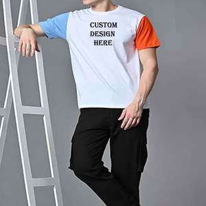 เสื้อยืดโลโก้แบบกำหนดเองสำหรับทุกเพศเสื้อยืดทรงสลิมฟิตแบบมีแขนตัด2สียาวสั้นพิมพ์ลายด้วยตัวเอง - Product Image 5