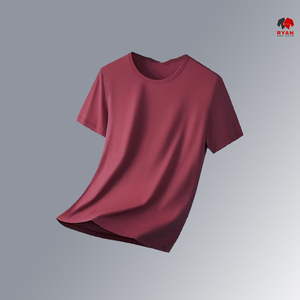 Tela de punto antiarrugas ecológica logotipo personalizado camiseta formal de hombre bordada diseño sólido suave transpirable - Product Image 1