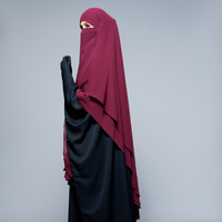 Khimar islamique fait main à quatre couches, respirant et léger, à manches courtes, pour femmes adultes, hijab modeste, Ramadan, Eid, soirée