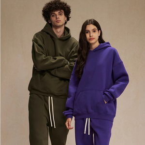 Ensemble de sweats à capuche et de pantalons de survêtement à épaules tombantes de haute qualité et de logo personnalisé - Product Image 4