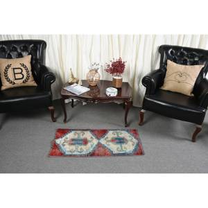 พรมขนแกะแฮนด์เมดสีแดงสีน้ำเงินแบบคลาสสิก1.5 x 3.4ft พื้นที่ขนาดใหญ่แบบตุรกีพรมยางขนาด10มม. สำหรับห้องโถง - Product Image 3