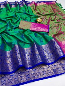 India Pakistani Designer Feestkleding <span class=keywords><strong>Saree</strong></span> Puur Zijde <span class=keywords><strong>Saree</strong></span> Zuid Indian Zijde <span class=keywords><strong>Saree</strong></span> Met Weefwerk Rand - Product Image 3