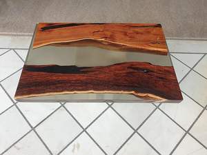 Table à manger rectangulaire moderne en résine époxy artisanale de luxe pour salon, plateau en bois d'acacia, imperméable, cadeau de mariage, personnalisable - Product Image 2