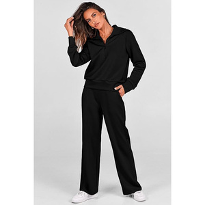 <b>Women's</b> Casual Winter <b>Plus</b> <b>Size</b> Lightweight <b>Tracksuit</b> Sets Solid Printed Breathable 2-Piece Outfits Half Zip Sweatshirts Wide - Product Image 4