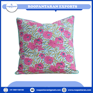 Luxe 100% coton passepoil coussin taie d'oreiller exquis main bloc imprimé Floral rayé Boho Style tissé longs Festivals - Product Image 4