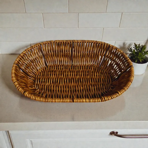 Panier à fruits en rotin tressé, plateau de service rustique pour pain et en-cas - Product Image 4