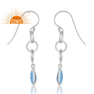 Pendiente de piedras preciosas de turquesa Natural Chapado en paladio de plata de ley de último diseño, joyería de diseño personalizado para mujer, regalo para ella - Product Image 4