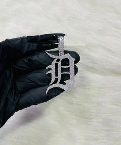 Pendentif personnalisé en moissanite VVS véritable toucher or blanc 14K, pendentif personnalisé en moissanite, - Product Image 2