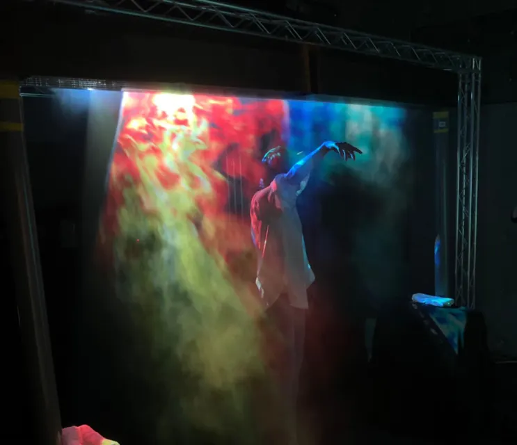 fog screen with japanese technology indoor mist performance with music and videos
