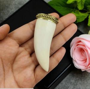 Buffalo Bone Pendant Necklace Natural Sustainable Tribal Jewelry for Women High Quality - Product Image 1