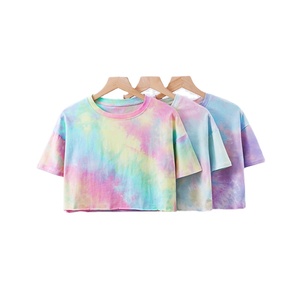 Camisetas Cortas Tie Dye para Mujer, Diseño OEM Nuevo, Hechas a Medida, Uso Casual, Tejido de Punto de Alta Calidad, Transpirables, Antiarrugas - Product Image 1