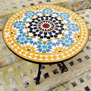 Marocchino mosaico mattonelle Patio tavolo rotondo giardino esterno colorato motivo geometrico bistrot <span class=keywords><strong>tavolino</strong></span> per balcone cortile - Product Image 2