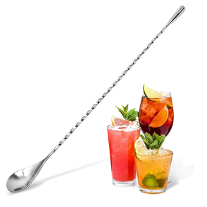 Incroyable longue cuillère à glace torsadée en acier inoxydable mélange de cocktail agitateur en métal durable pour les barmans disponible au prix de gros - Product Image 1