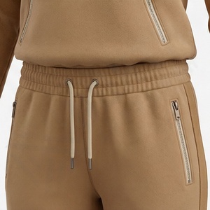 Ensemble de survêtement pour femme, coupe ajustée, logo personnalisé, respirant, décontracté, vêtements de rue, 100% coton, ensemble deux pièces - Product Image 5