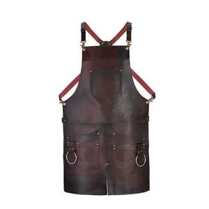 Handcrafted Leather <b>Apron</b> with Cross-Back Straps Tough Customized Logo Printed LeatherApron for Industrial <b>Work</b> - Product Image 1