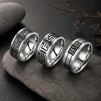 Bague Unisexe JLM en Acier Titane 316L Gravée Motif Tourbillon Rétro Hypoallergénique Anti-décoloration Géométrie Ancienne en U Style Vintage Quotidien