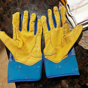 Nouveaux gants de frappe de baseball de softball professionnels en cuir jaune et blanc personnalisés pour les joueurs - Product Image 4