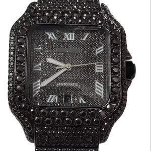 <b>Men's</b> Luxury Mechanical Automatic Dynamic Handcrafted Watch Stainless Steel Band <b>Black</b> VVS Moissanite Diamond Dial Analog - Product Image 1