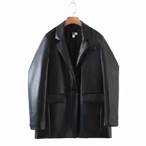 Blazer d'hiver pour femme en cuir d'agneau véritable teint, à double boutonnage, coupe-vent, respirant, logo personnalisable, service OEM, extérieur - Product Image 3