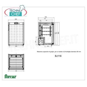Équipement de réfrigération pour cuisine commerciale Forcar, cave à vin réfrigérée statique pour 24 bouteilles, plage de température +5/+18°C - Product Image 3