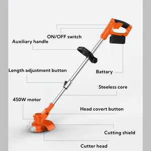 Garden Tools Lithium Battery Electric Rechargeable Grass Cutter Hand Cordless Power String Trimmer