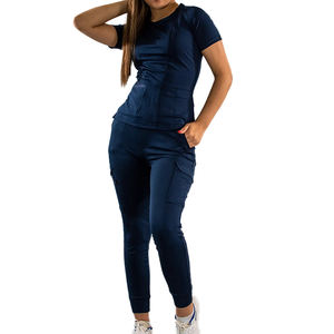 Traje de enfermera de moda personalizado al por mayor uniformes tejidos tipo Jogger con tops uniformes y bata de hospital - Product Image 3