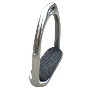 Plancha de estribo de acero inoxidable de alta calidad, diseño tradicional con estribos de seguridad, almohadilla de goma negra plateada para montar a caballo - Product Image 2