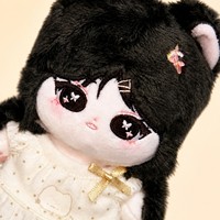 Peluche personnalisée Kawaii, figurine chat noir et blanc à oreilles de chat, yeux étoilés, jouet doux pour cadeau ou présentation