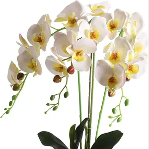 THAOF-079 Arranjos florais de orquídeas em orquídeas de borracha artificial brancas/douradas baixo custo de envio