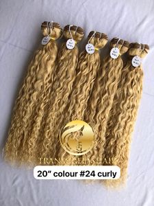 20 ''100% Extensions bouclées vierges de temple indien en vison cambodgien de qualité supérieure Couleur #24 Temple indien humain brut à donneur unique - Product Image 2