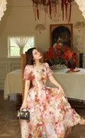 Robe midi en soie tissée légère et aérée, style vintage, design tendance, simple et élégante, avec col halter, disponible en plusieurs couleurs et grandes tailles